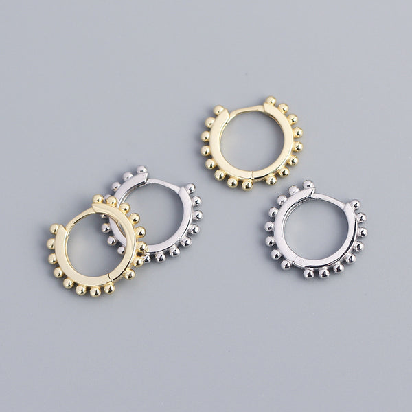 925 Sterling Silver Minimalist Women Circle Round Geometric Silver Gold Plating Earrings