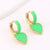 Vintage Retro Women Metal Heart Heart Copper Oil Dripping Earrings