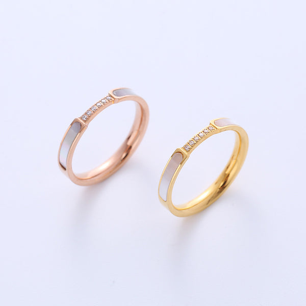 Women Minimalist Metal Diamond Doll Titanium Steel Oiling Rings