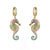 Minimalist Seahorse Geometric Copper Drop Earrings