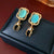 Luxurious Flower Geometric Flower Copper Zircon Inlay Earrings