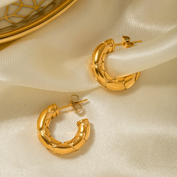 IG Style Circle Geometric Stainless Steel 18K Gold Plated Earrings