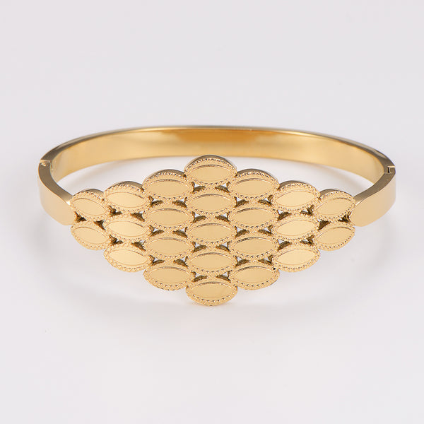 Minimalist Checkered Stainless Steel Electroplating Bangles