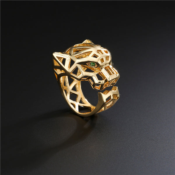 Women Cheetah Geometric Copper Inlay Rings