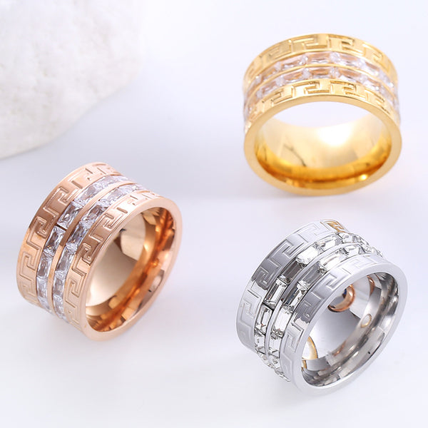 Moderate Luxury Tennis / Diamond Line Stainless Steel Electroplating Rings