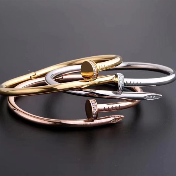 Moderate Luxury Letter Stainless Steel 18K Gold Plated Bangles