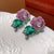 Luxurious Rose Heart Flower Zircon Zircon Inlay Earrings