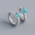 925 Sterling Silver Women Geometric Flower Silver Diamond Inlay Stud Earrings