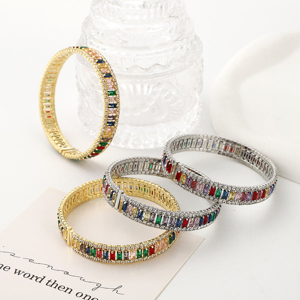 Moderate Luxury Circle Zircon Electroplating Bangles