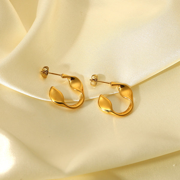 Natural Geometric Stainless Steel 18K Gold Plated Earrings