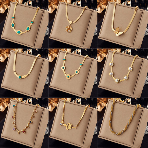 Fashion Bowknot Chain Titanium Steel Electroplating Necklaces