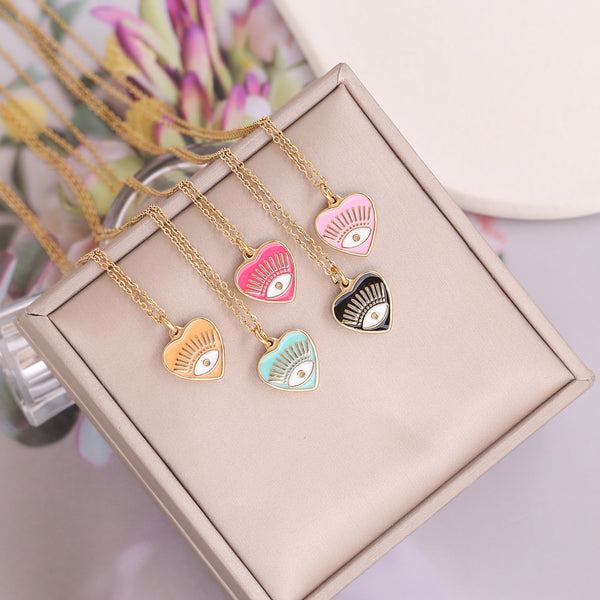 Women Eye Heart Stainless Steel Electroplating Pendants