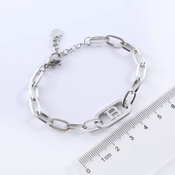 Women Korean Letter Geometric Number Text Letter Stainless Steel Electroplating Bracelets