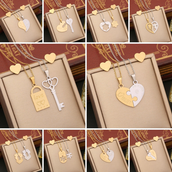 Fashion Heart Stainless Steel Electroplating Necklaces