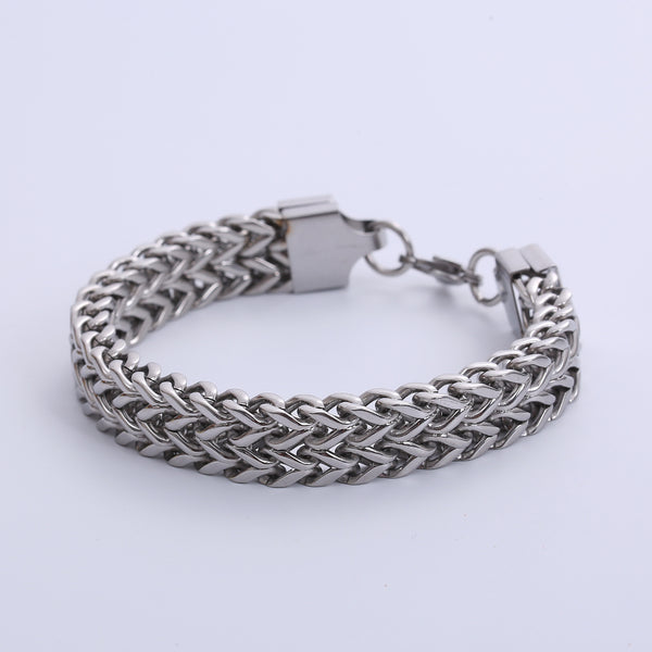 Hip Hop Men Mesh Metal Geometric Titanium Steel Bracelets