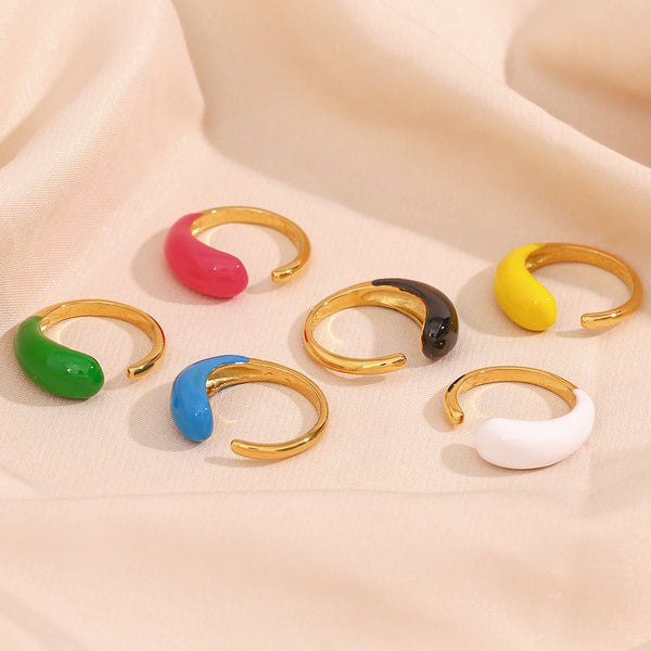 Minimalist Fashion Circle Geometric Stainless Steel 18K Gold Plated Rings