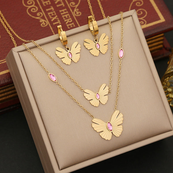 Fashion Butterfly Insect Stainless Steel Electroplating Necklaces