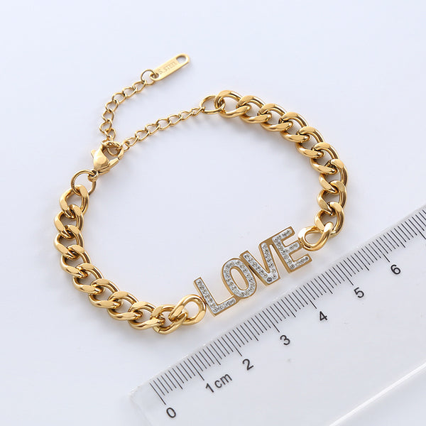 Women Minimalist Letter Geometric Number Text Letter Stainless Steel Electroplating Bracelets