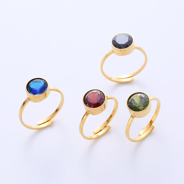 Women Minimalist Metal Diamond Doll Titanium Steel Electroplating Rings