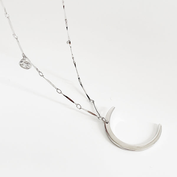 Japanese / Korean Moon Heart Silver Electroplating Necklaces