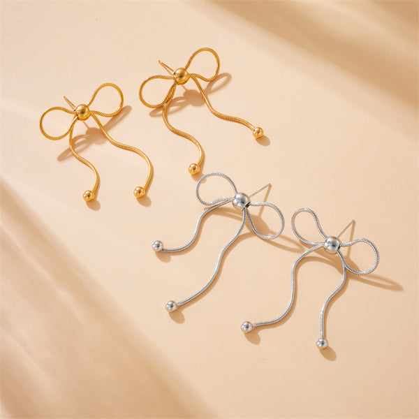 Fashion Bowknot Bowknot Stainless Steel Electroplating Stud Earrings