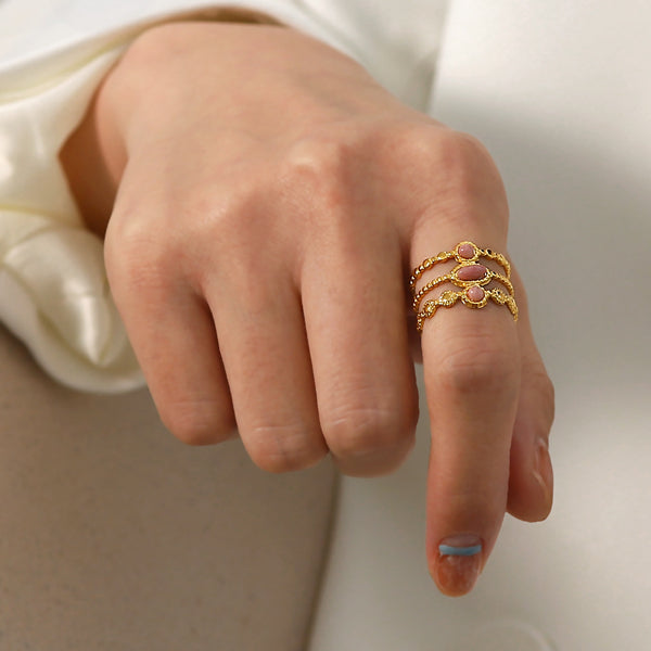 Women IG Style Geometric Stainless Steel 18K Gold Plated Rings