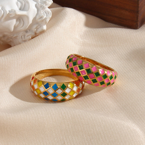 Women Geometric Stainless Steel 18K Gold Plated Rings