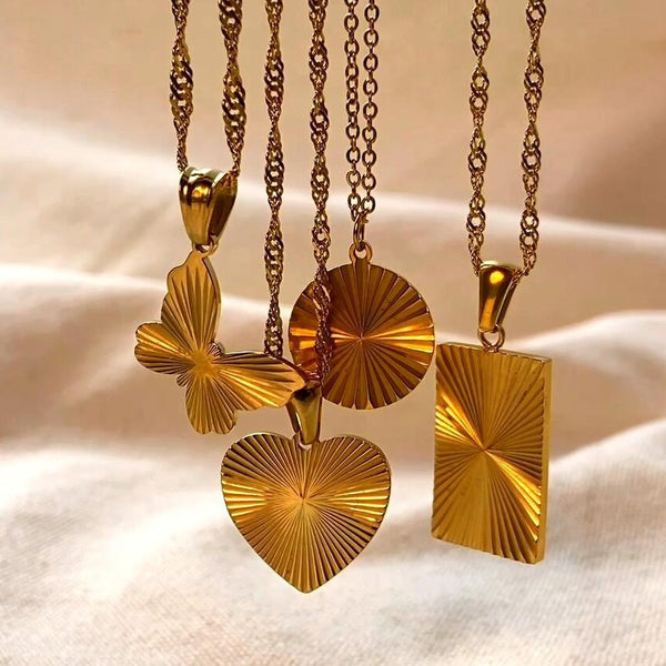 IG Style Geometric Stainless Steel 18K Gold Plated Necklaces