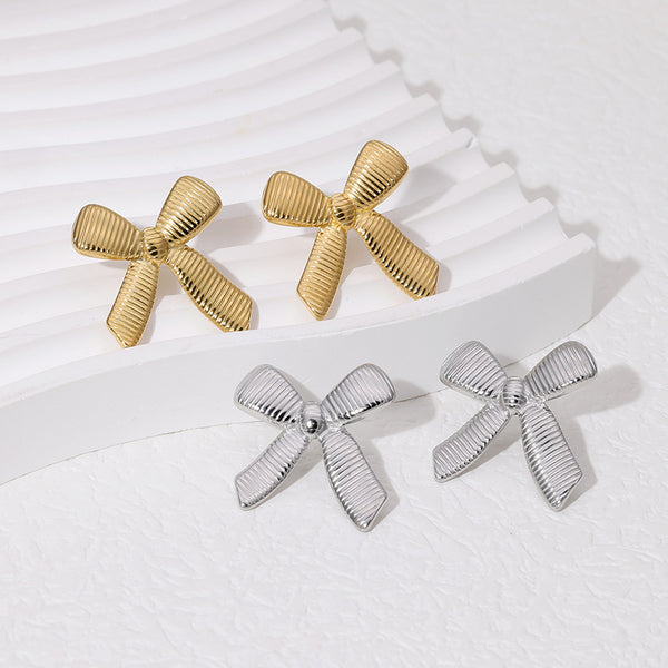 Minimalist Bowknot Bowknot Stainless Steel Electroplating Stud Earrings