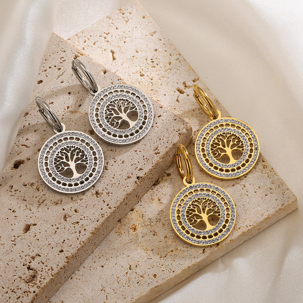 Circle Geometric Titanium Steel Electroplating Earrings