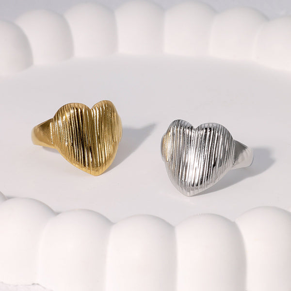 Cute Heart Heart Stainless Steel Electroplating Rings