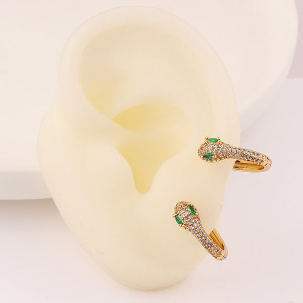 Moderate Luxury Women Snake Chinese Zodiac Animal Copper Diamond Inlay Earrings