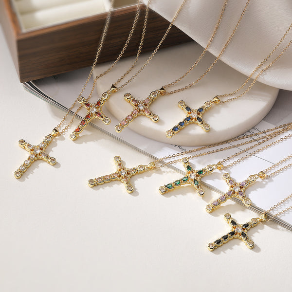 Minimalist Cross Geometric Copper Pendants