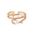 Moderate Luxury Women Heart Paperclip Asymmetrical Double Circle Geometric Copper Diamond Inlay Rings