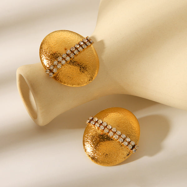 IG Style Round Geometric Stainless Steel Electroplating Earrings