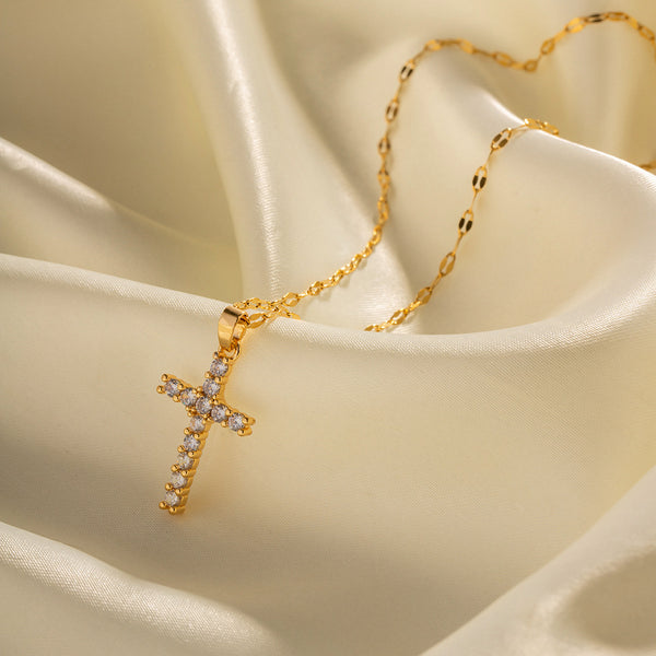 IG Style Cross Geometric Stainless Steel 18K Gold Plated Necklaces