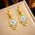 Fan-Shape Stainless Steel Electroplating Earrings