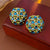 Medieval Quadrilateral Round Geometric Alloy Diamond Inlay Earrings