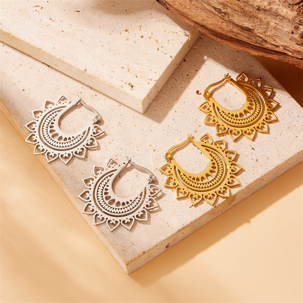 Fashion Heart Stainless Steel Electroplating Earrings