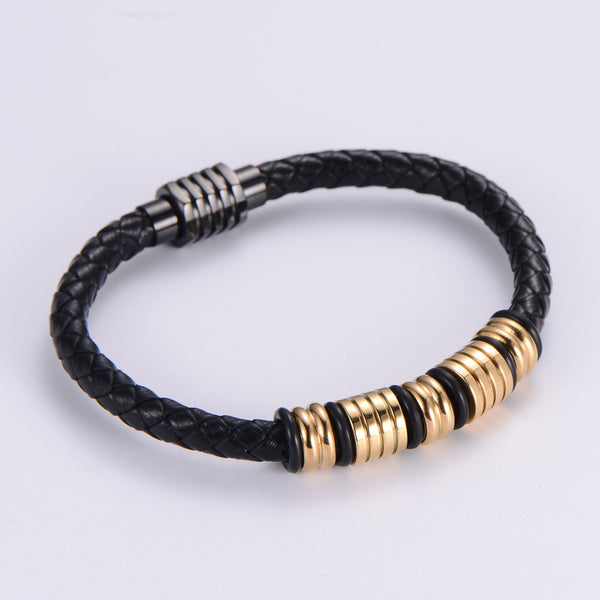 Retro Men Vintage Metal Leather Bangles