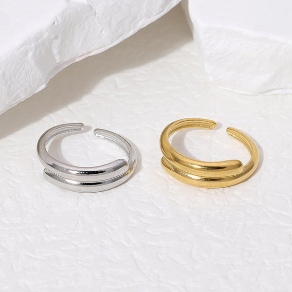 Open Ring Minimalist Stripe Geometric Stainless Steel Electroplating Rings