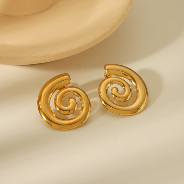 IG Style Snail Geometric Stainless Steel Electroplating Earrings