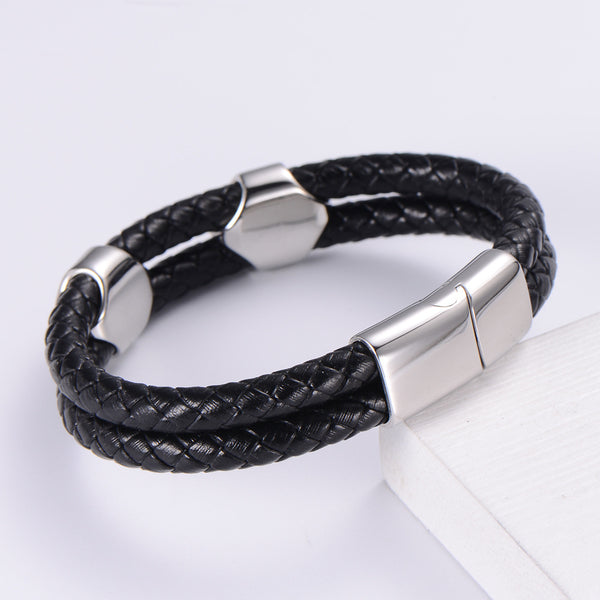 Men Metal Leather Bangles