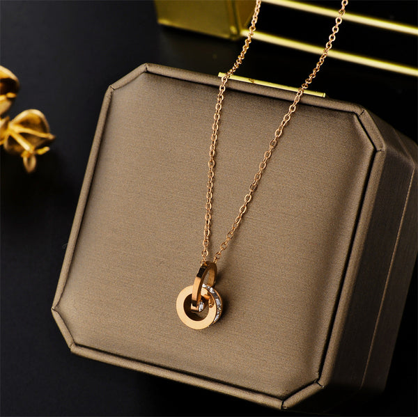 Natural Geometric Titanium Steel 18K Gold Plated Necklaces