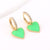 Vintage Retro Women Metal Heart Heart Copper Oil Dripping Earrings