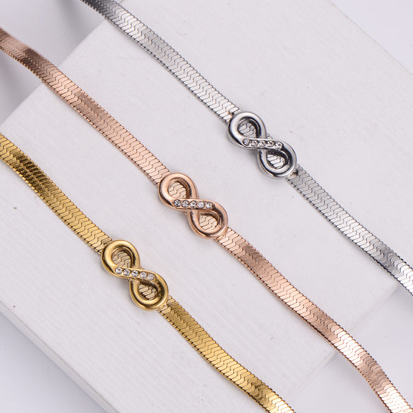 Women Minimalist Metal Diamond Titanium Steel Bracelets