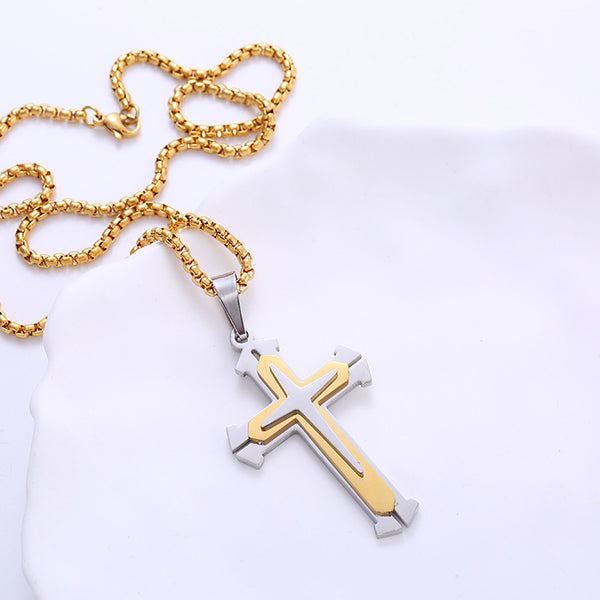 Unisex Minimalist Cross Cross Titanium Steel Electroplating Pendants