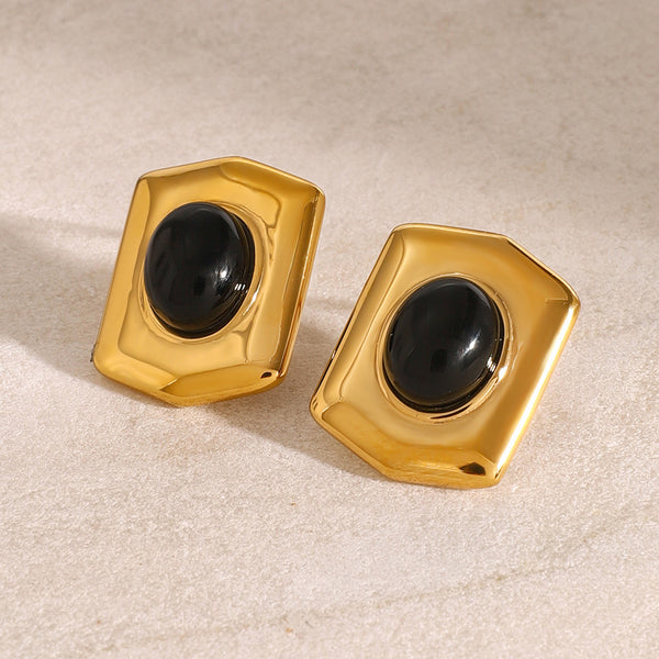 Fashion Hexagon Geometric Stainless Steel Electroplating Stud Earrings