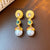 Mid-century Modern Droplet Droplet Artificial Pearl Inlay Earrings