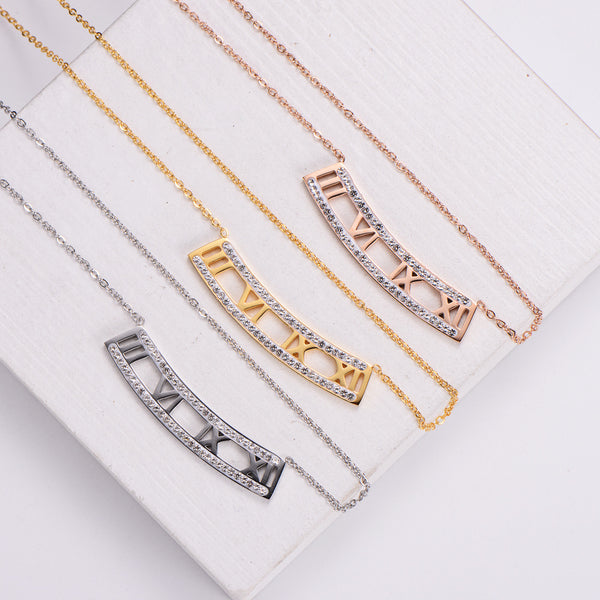 Women Korean Metal Diamond Zodiac Sign Stainless Steel Electroplating Pendants